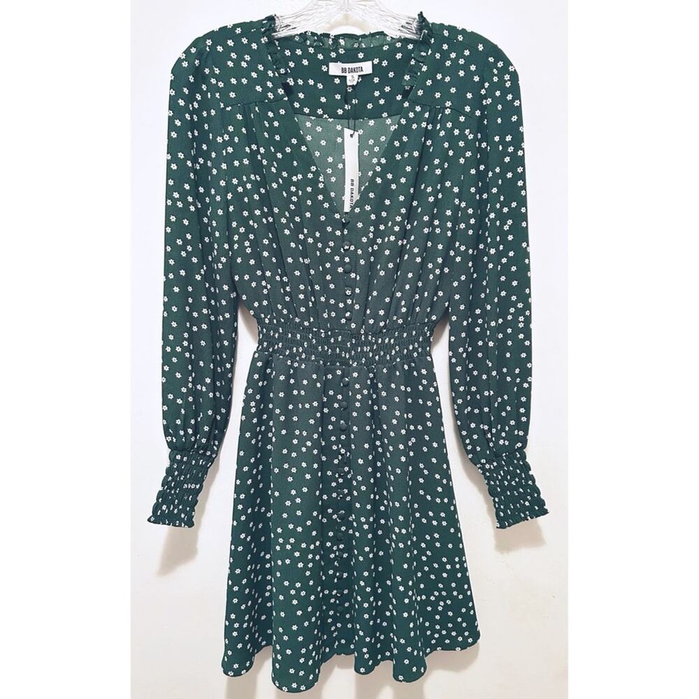 BB Dakota Don't Call Me Ditsy Dress in Cypress Green Small NWT - Picture 6 of 8
